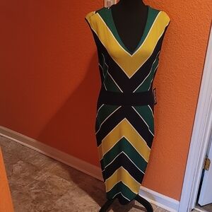 NWT, Chevron Patterned V-Neck Dress, Size L